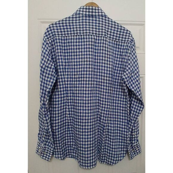 Suitsupply mens size 16 blue white gingham 100% linen button down shirt - Picture 4 of 7